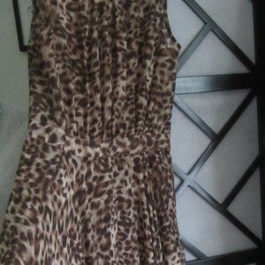 SIGNIFY - SzM - Brown Animal Print Sleeveless Dress/Asymmetrical Hem